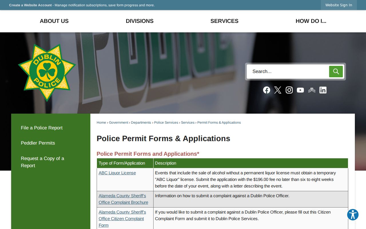 Dublin neighbors permit forms and local records search