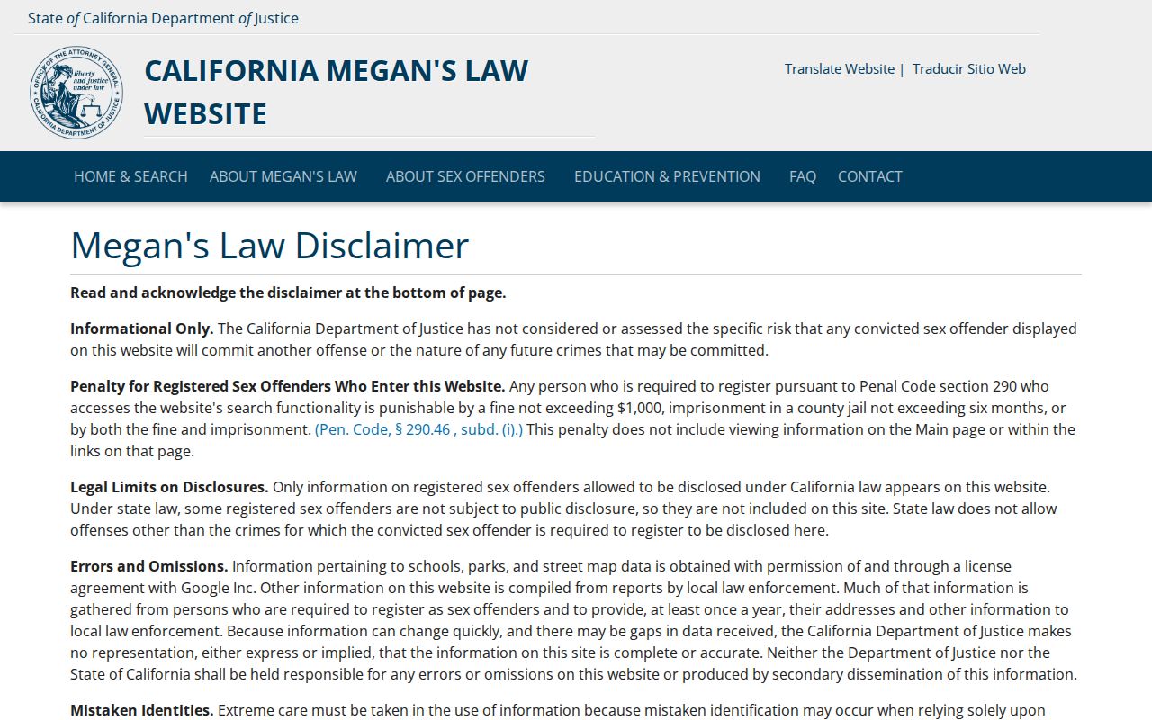 Dublin resident lookup California Megan's Law public search