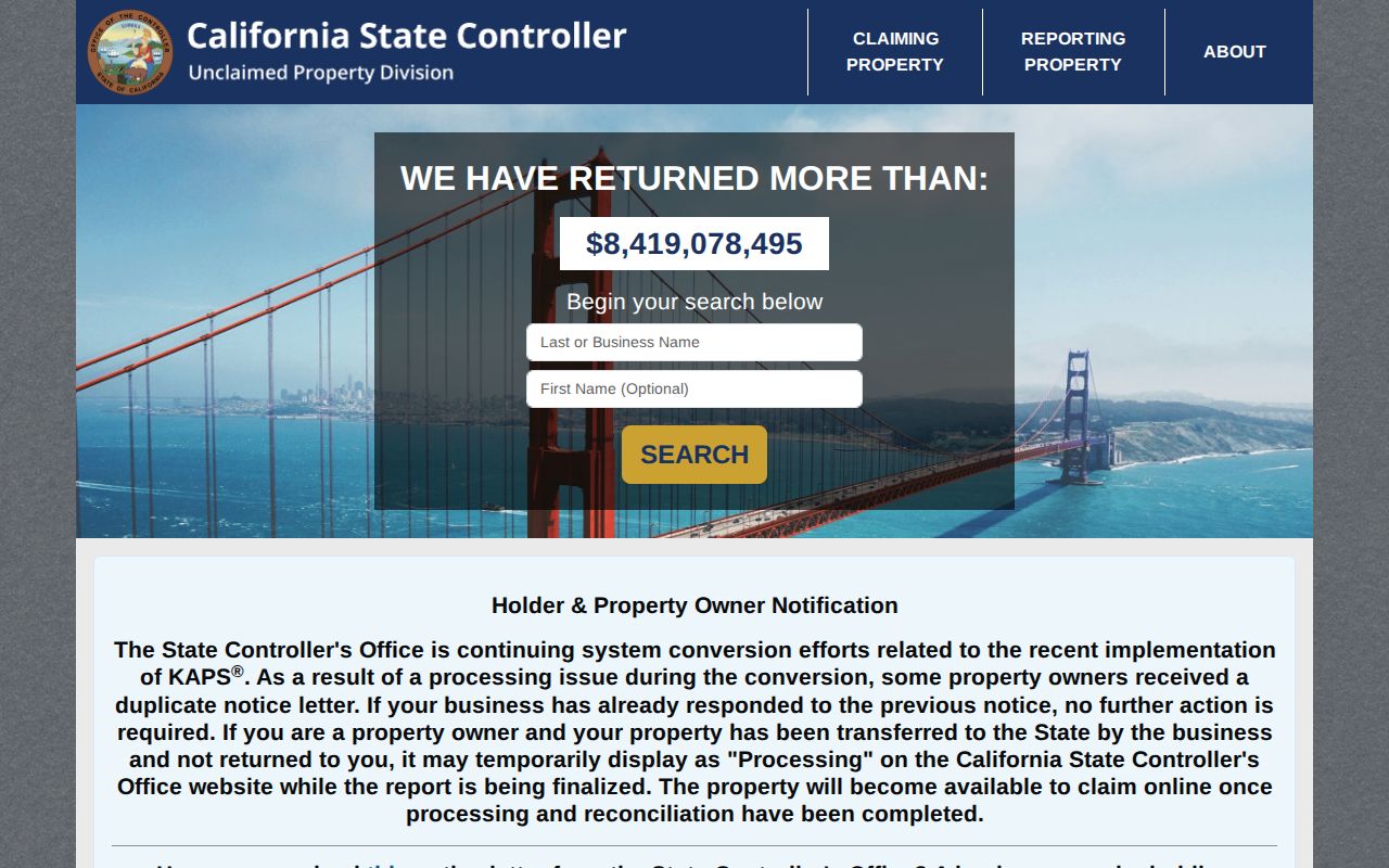 Dublin resident lookup California unclaimed property search